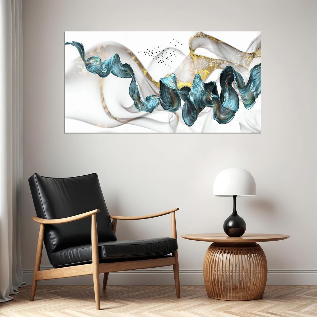 Abstract Fluid Art Poster Flowing Ribbon Design Elegant Modern Wall Decor Scandinavian Minimalist Print - xonomax