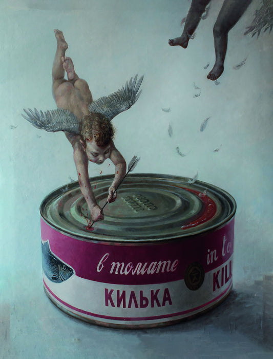 Vintage Soviet Poster Surrealistic Fish Can Art Retro USSR Advertising Still Life Unique Wall Decor Print - xonomax