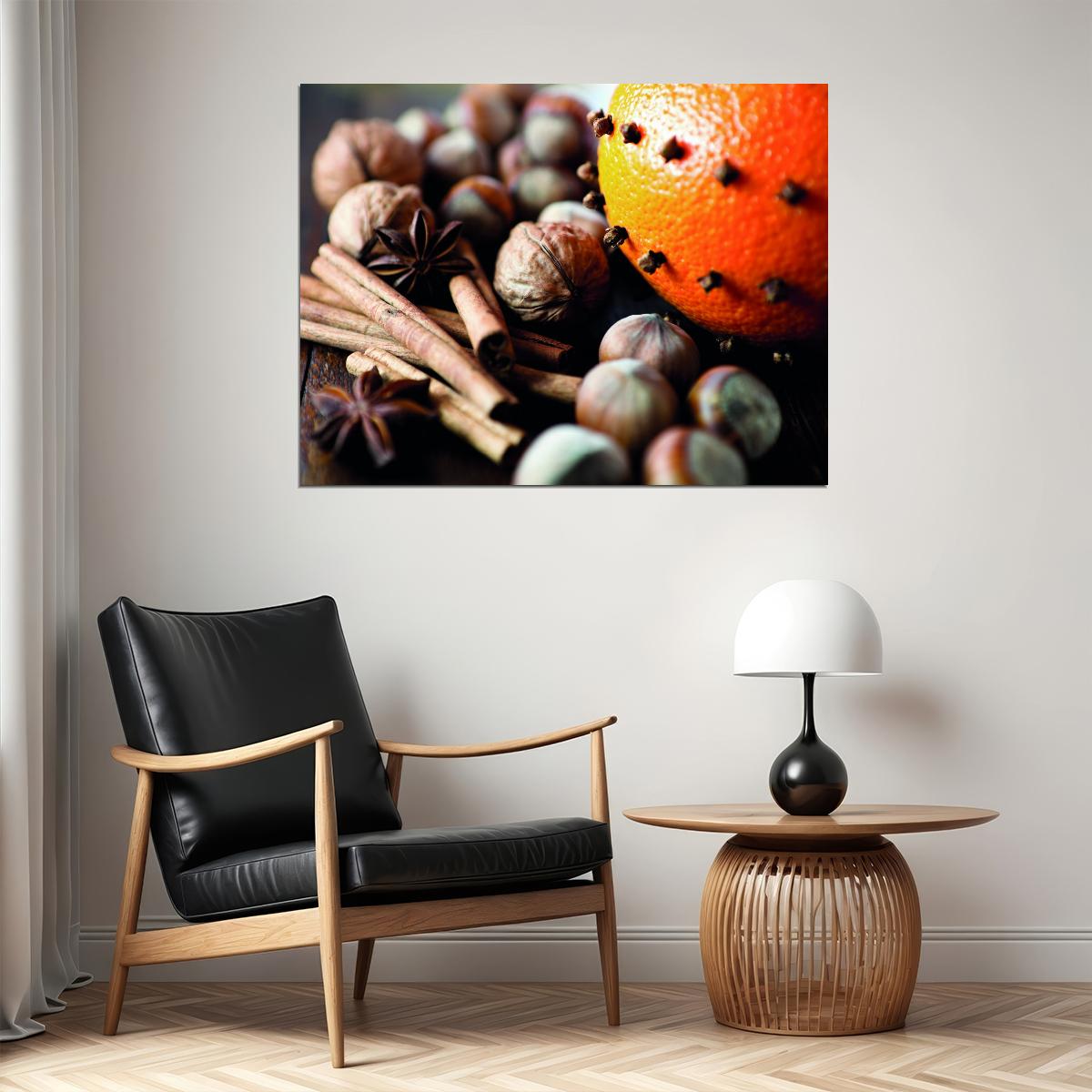 Autumn Spice Orange Poster Cozy Seasonal Decor Rustic Kitchen Wall Art Print - xonomax