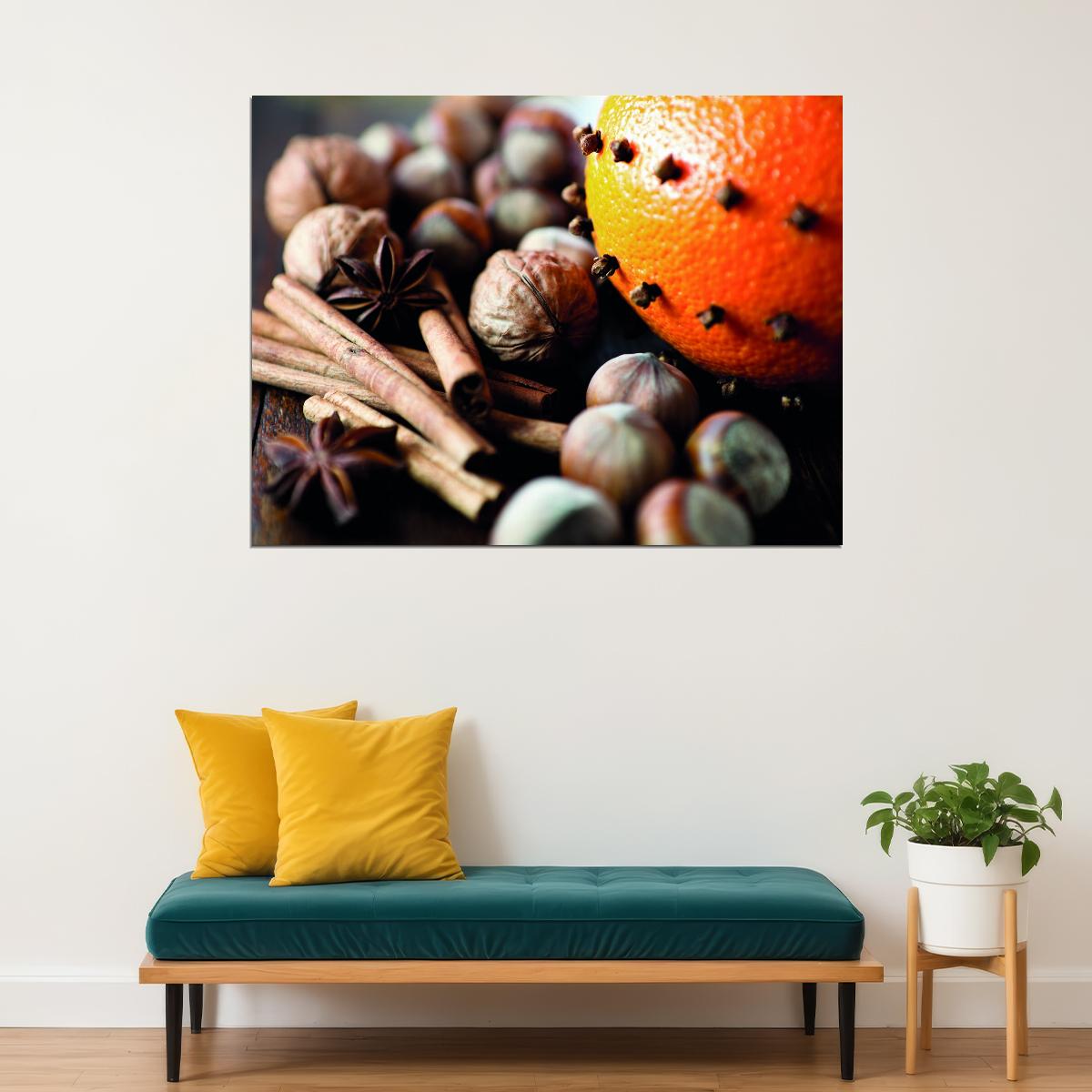 Autumn Spice Orange Poster Cozy Seasonal Decor Rustic Kitchen Wall Art Print - xonomax