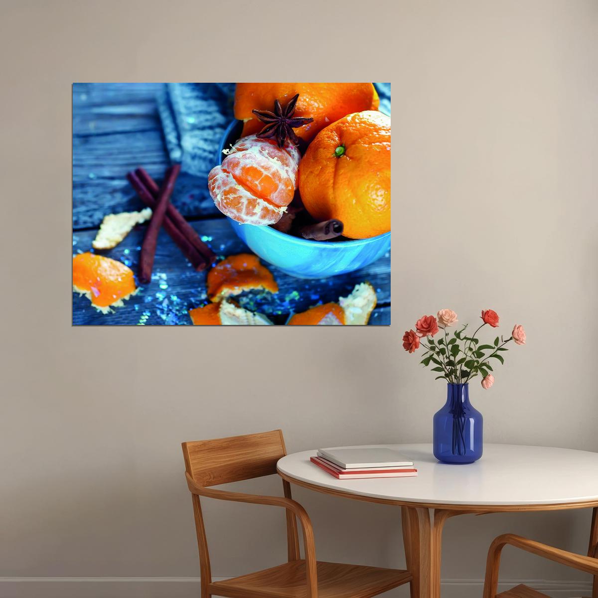 Rustic Winter Citrus Poster Cozy Kitchen Decor Warm Seasonal Fruits Wall Art Print