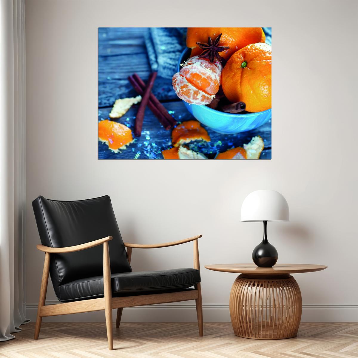 Rustic Winter Citrus Poster Cozy Kitchen Decor Warm Seasonal Fruits Wall Art Print