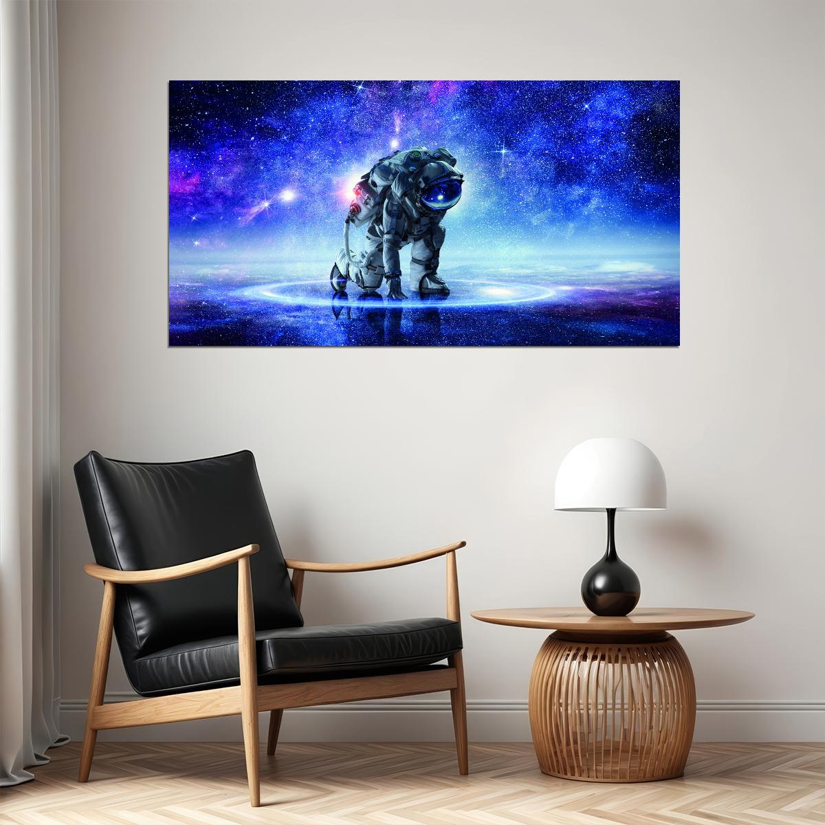 Astronaut in Space Poster Cosmic Galaxy Art Surreal Modern Wall Decor Print - xonomax