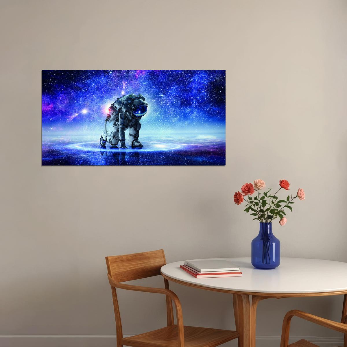 Astronaut in Space Poster Cosmic Galaxy Art Surreal Modern Wall Decor Print - xonomax