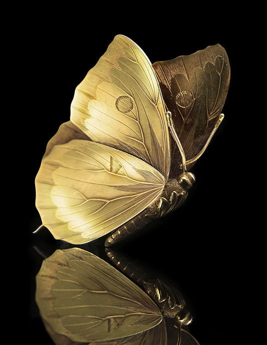 Golden Butterfly Poster Elegant Minimalist Insect Art Luxury Black and Gold Wall Decor Print - xonomax