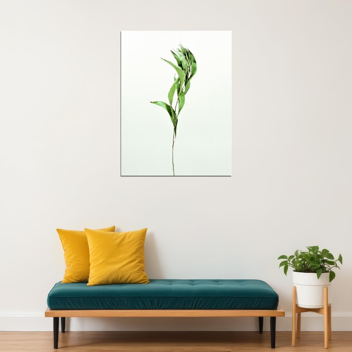 Minimalist Bamboo Leaf Poster Modern Botanical Art Scandinavian Greenery Wall Decor Print - xonomax