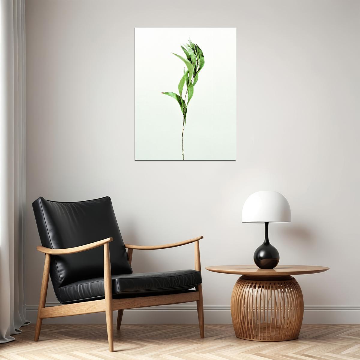 Minimalist Bamboo Leaf Poster Modern Botanical Art Scandinavian Greenery Wall Decor Print - xonomax