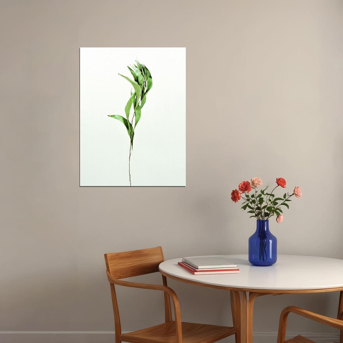 Minimalist Bamboo Leaf Poster Modern Botanical Art Scandinavian Greenery Wall Decor Print - xonomax
