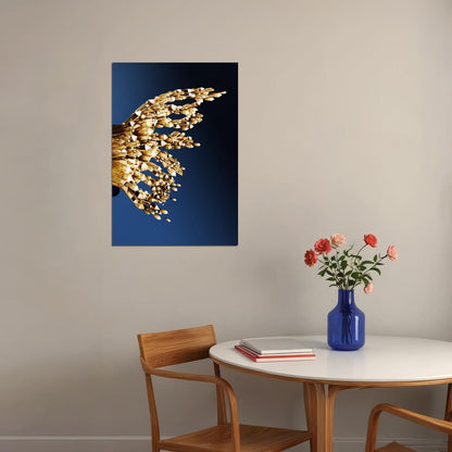 Golden Crystal Butterfly Wing Right Half Poster Luxury Abstract Nature Art Elegant Wall Decor Print - xonomax