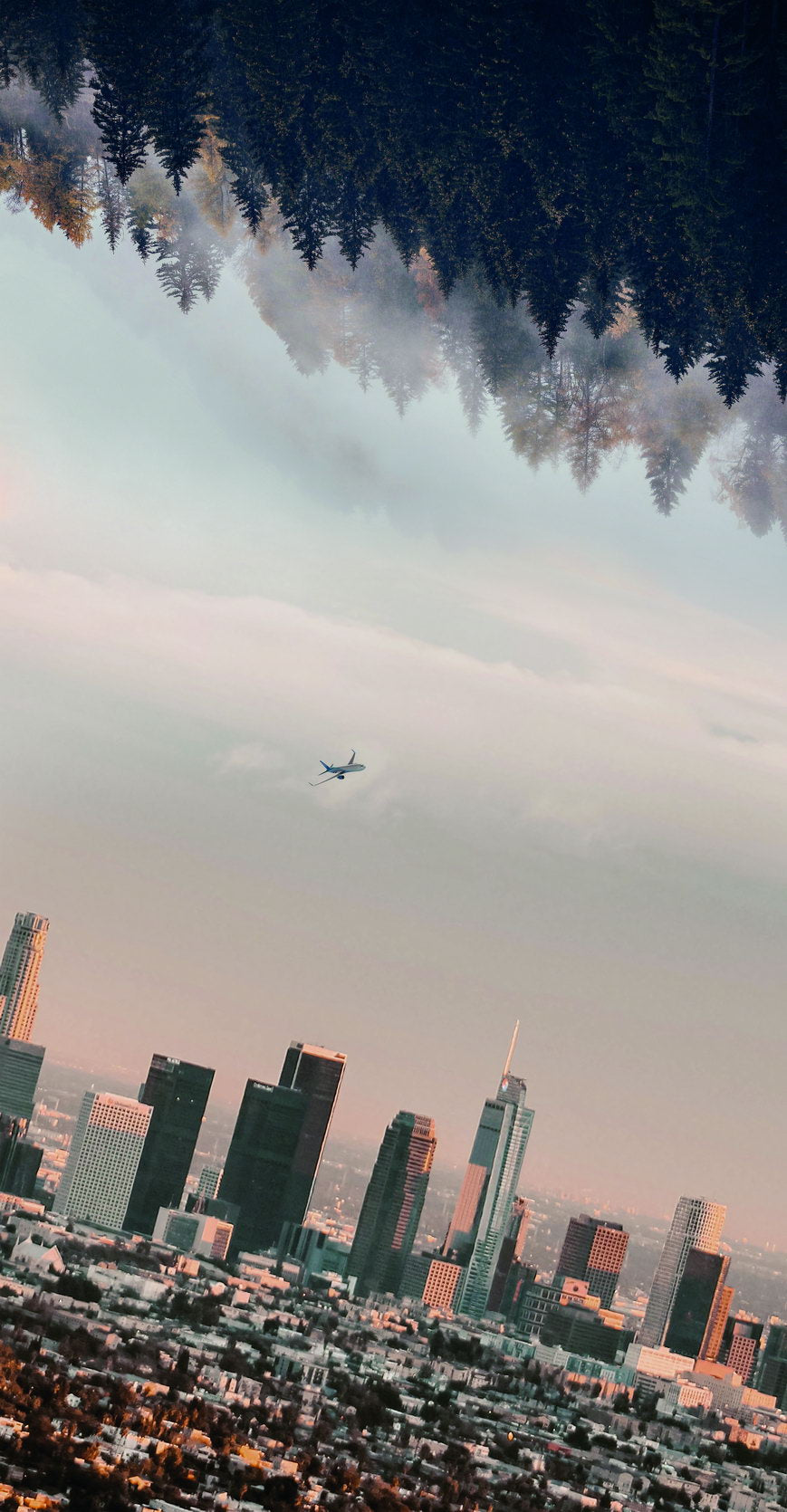 Los Angeles Upside Down Cityscape Poster Surreal Urban Landscape Modern Wall Art Print - xonomax