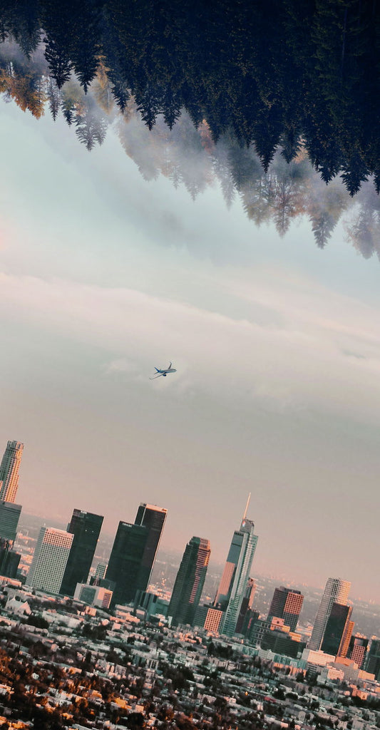 Los Angeles Upside Down Cityscape Poster Surreal Urban Landscape Modern Wall Art Print - xonomax