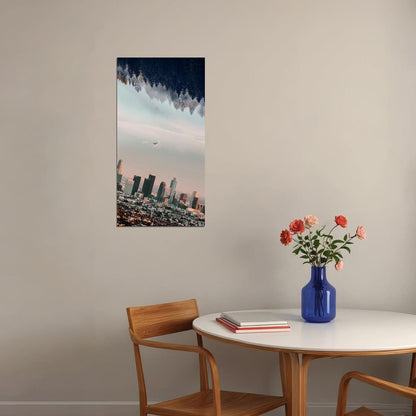 Los Angeles Upside Down Cityscape Poster Surreal Urban Landscape Modern Wall Art Print - xonomax