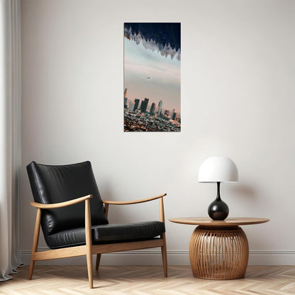 Los Angeles Upside Down Cityscape Poster Surreal Urban Landscape Modern Wall Art Print - xonomax