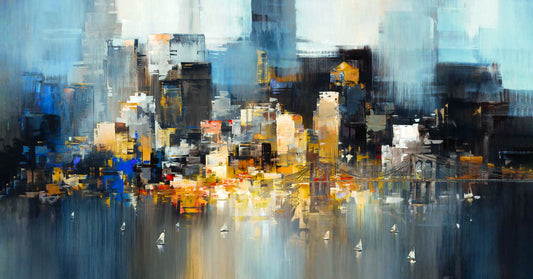 Abstract City Lights Poster Modern Urban Skyline Art Vibrant Nightscape Wall Decor Print - xonomax