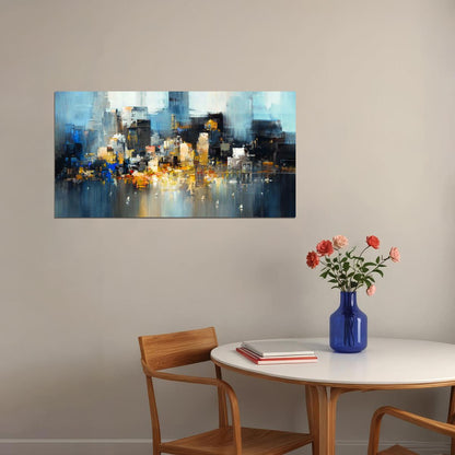 Abstract City Lights Poster Modern Urban Skyline Art Vibrant Nightscape Wall Decor Print - xonomax