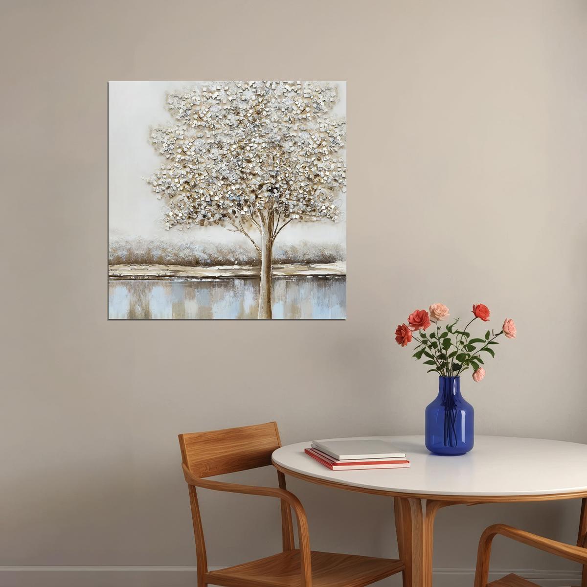 Golden Tree of Life Poster Elegant Nature Art Luxury Botanical Wall Decor Print - xonomax