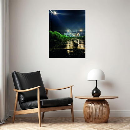 Night Street Photography Poster Quiet Urban Landscape Minimalist City Wall Art Print - xonomax