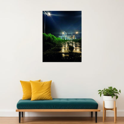 Night Street Photography Poster Quiet Urban Landscape Minimalist City Wall Art Print - xonomax