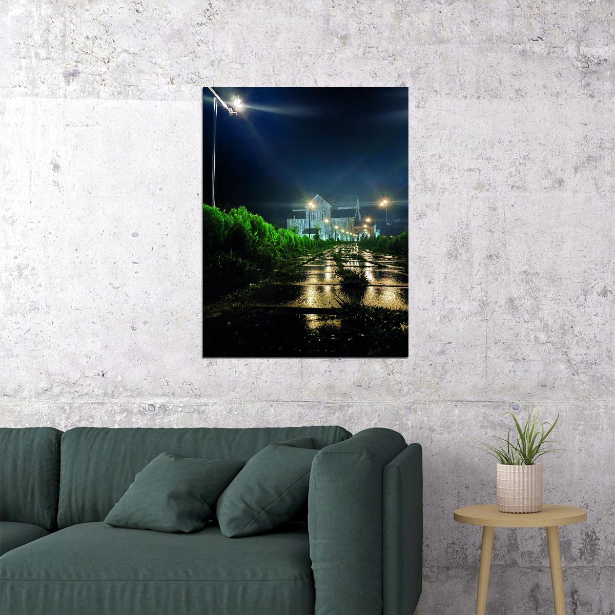 Night Street Photography Poster Quiet Urban Landscape Minimalist City Wall Art Print - xonomax