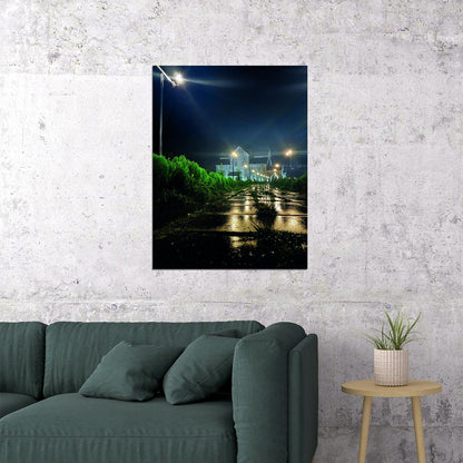 Night Street Photography Poster Quiet Urban Landscape Minimalist City Wall Art Print - xonomax