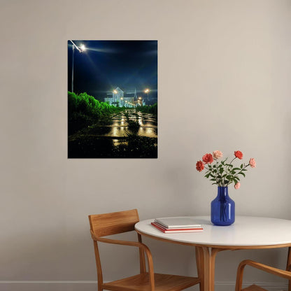 Night Street Photography Poster Quiet Urban Landscape Minimalist City Wall Art Print - xonomax