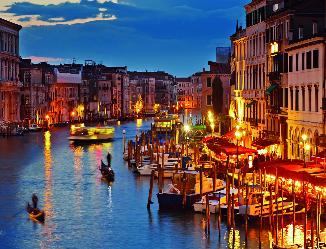 Venice Canal at Dusk Poster Romantic Italian Cityscape Photography Vibrant Wall Decor Print - xonomax