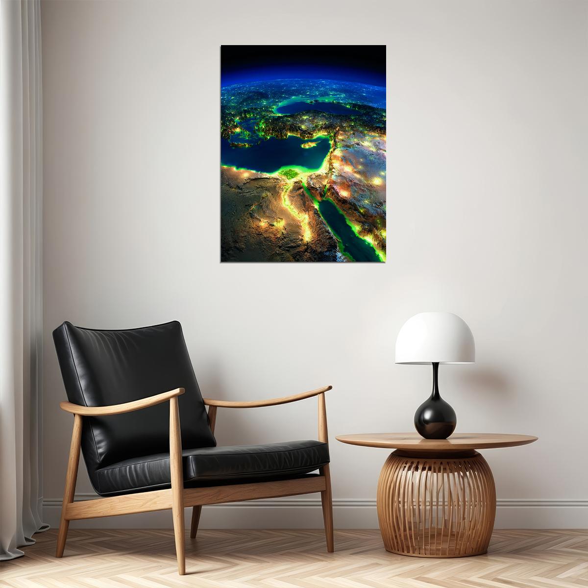 Earth from Space Poster Stunning Planet View Night Lights Modern Astronomy Wall Decor Print