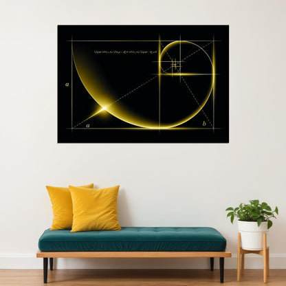 Golden Ratio Poster Mathematical Art Geometric Design Fibonacci Spiral Modern Wall Decor Print