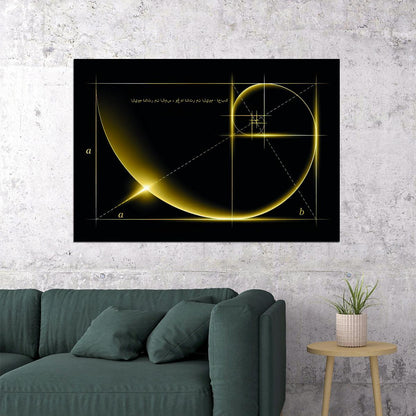 Golden Ratio Poster Mathematical Art Geometric Design Fibonacci Spiral Modern Wall Decor Print