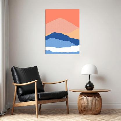 Minimalist Mountain Landscape Poster Modern Abstract Nature Art Pastel Wall Decor Print