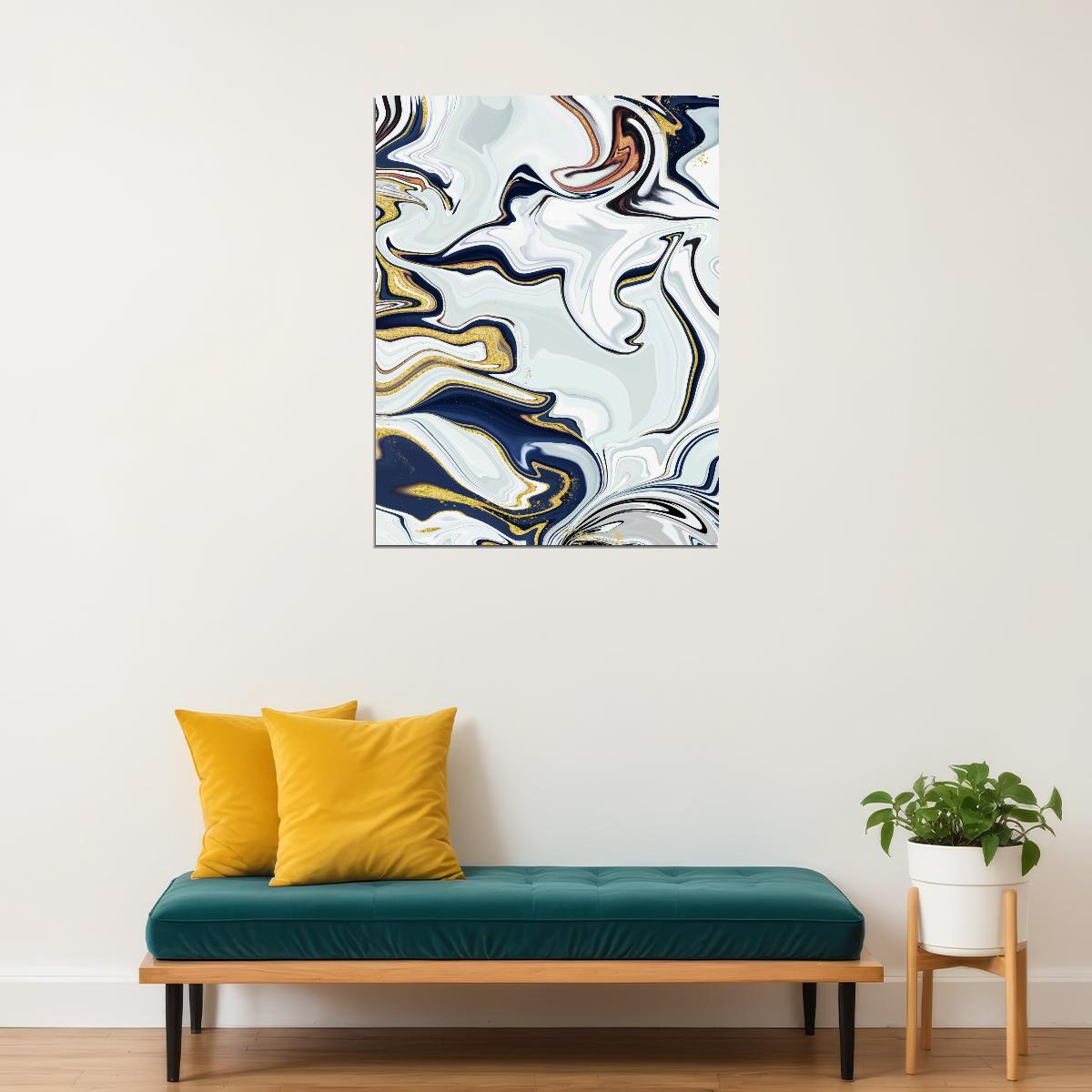 Marble Swirl Abstract Poster Elegant Fluid Art Contemporary Modern Wall Decor Print