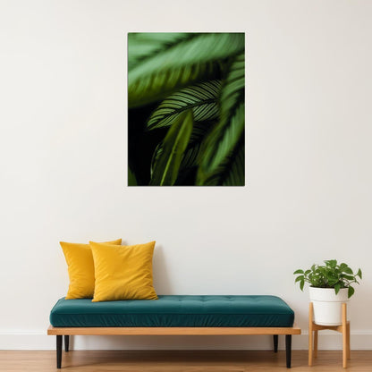 Tropical Leaves Calathea Botanical Garden Print Close-Up Palm Leaves Poster Lush Green Nature Art Wall Decor Print