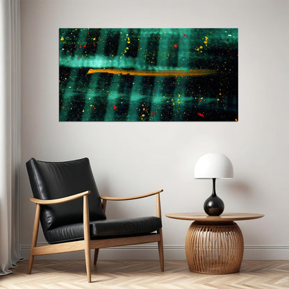 Green Forest Lights Poster Dreamy Nature Art Abstract Night Sky Wall Decor Print - xonomax