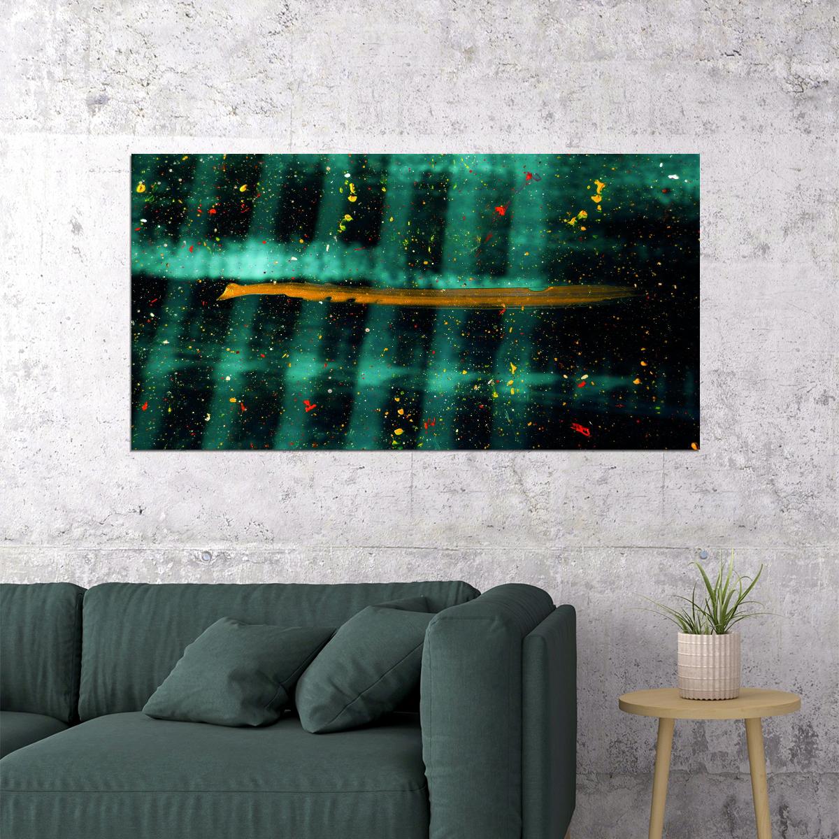 Green Forest Lights Poster Dreamy Nature Art Abstract Night Sky Wall Decor Print - xonomax