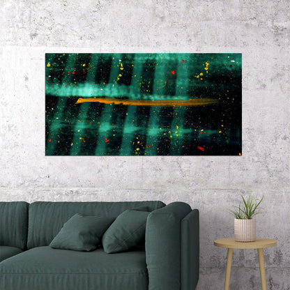 Green Forest Lights Poster Dreamy Nature Art Abstract Night Sky Wall Decor Print - xonomax