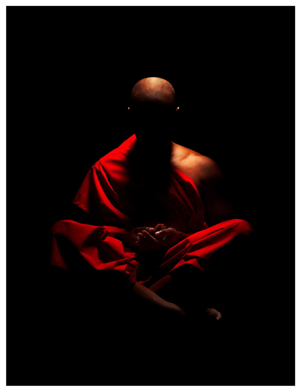 Meditative Monk Poster Dark Minimalist Photography Spiritual Zen Wall Art Decor Print - xonomax