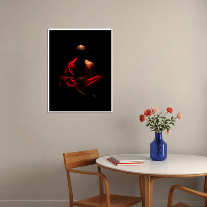 Meditative Monk Poster Dark Minimalist Photography Spiritual Zen Wall Art Decor Print - xonomax
