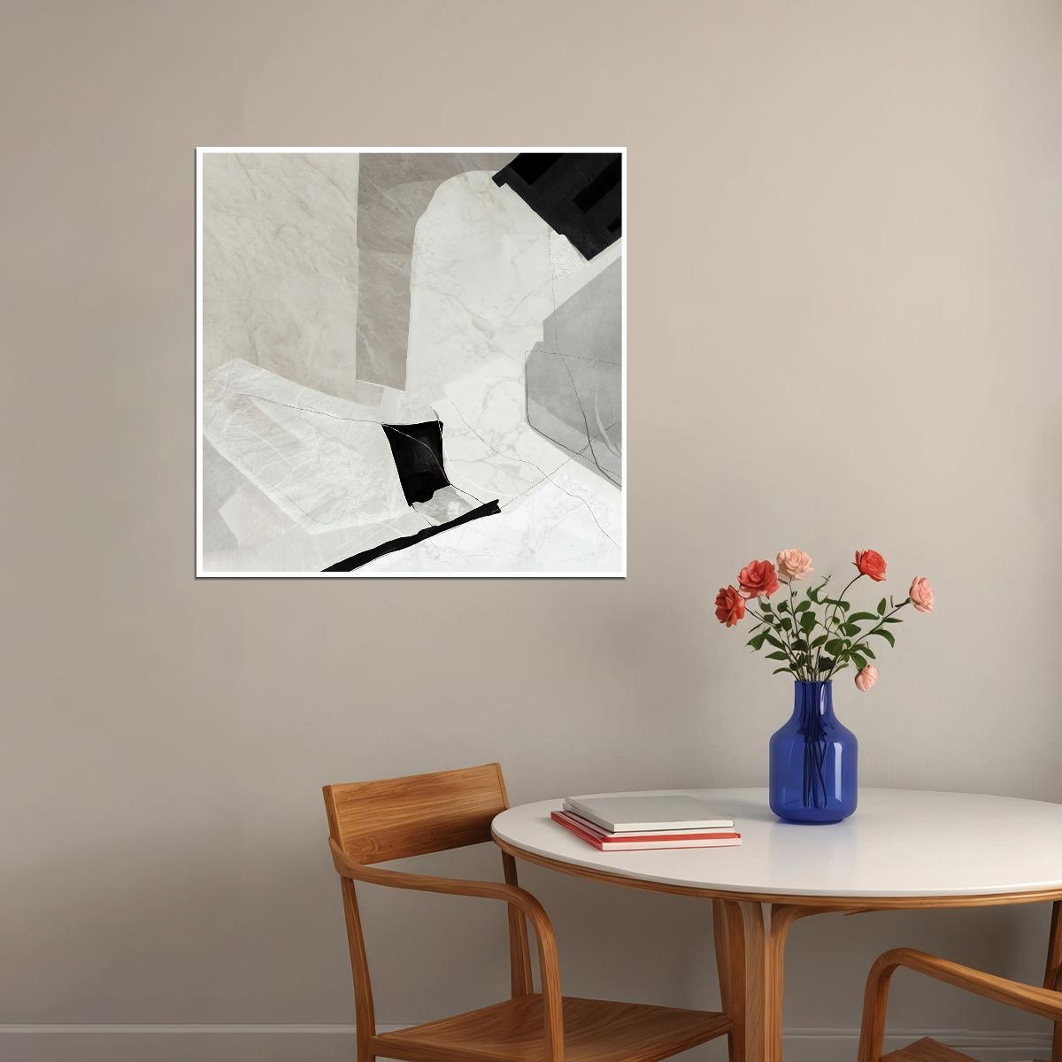 Abstract Minimalist Marble Poster Monochrome Modern Art Contemporary Wall Decor Print - xonomax