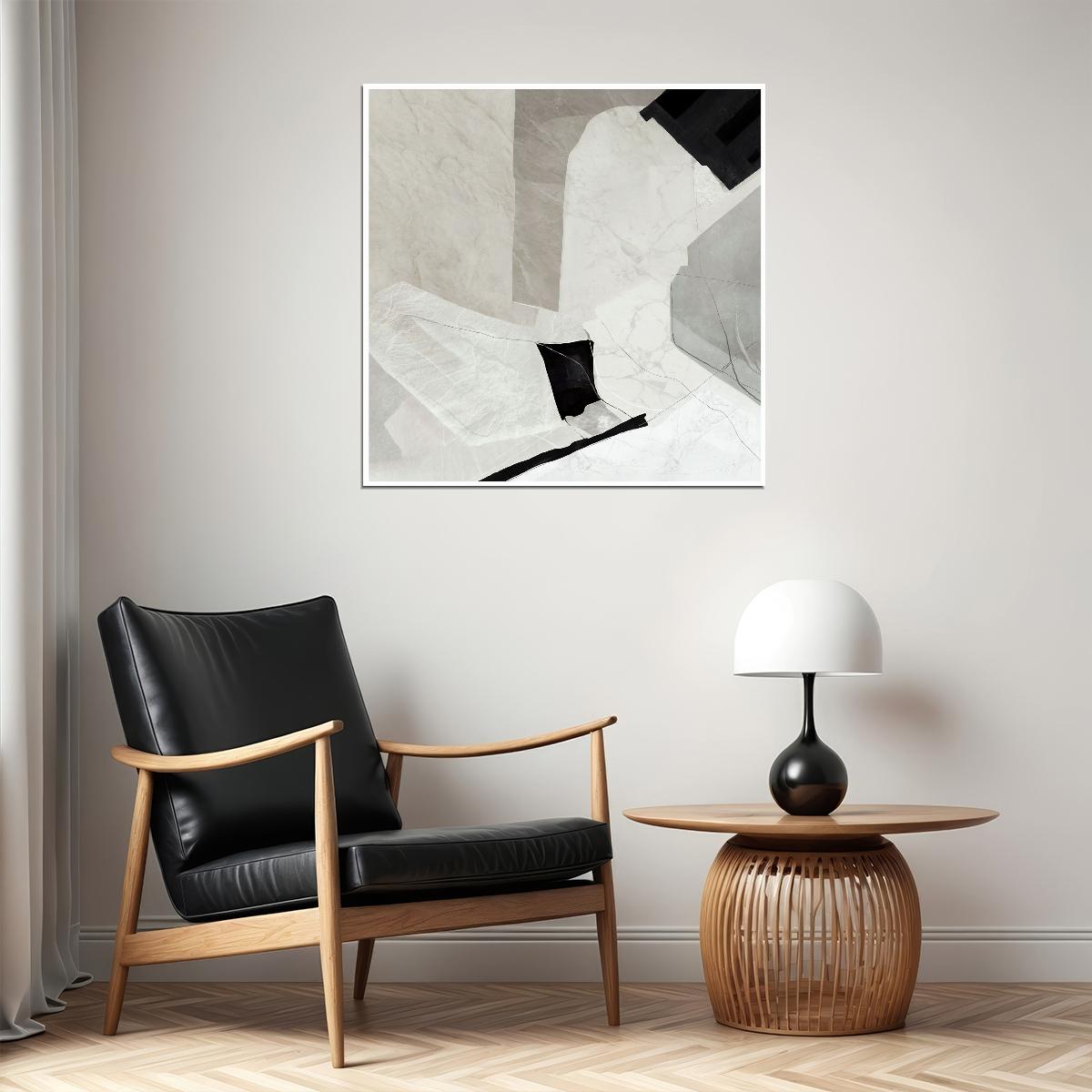 Abstract Minimalist Marble Poster Monochrome Modern Art Contemporary Wall Decor Print - xonomax
