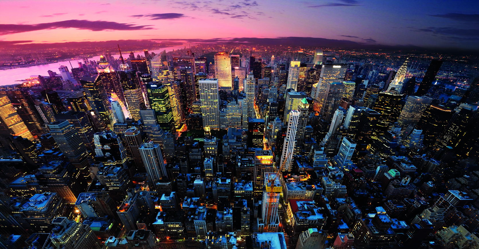 Aerial Cityscape at Dusk Poster Vibrant Urban Lights Skyline Photography Wall Art Print - xonomax