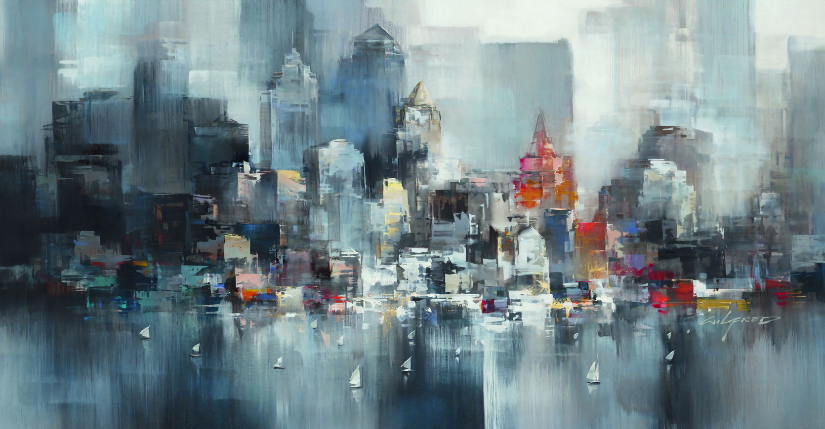 Abstract Cityscape Watercolor Poster Vibrant Urban Art Modern Impressionist Wall Decor Print - xonomax