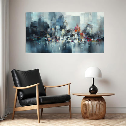 Abstract Cityscape Watercolor Poster Vibrant Urban Art Modern Impressionist Wall Decor Print - xonomax