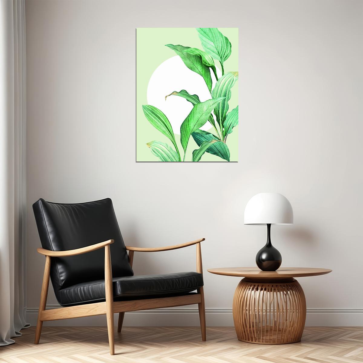 Green Leaf Botanical Poster Minimalist Nature Art Fresh Plant Wall Decor Print - xonomax