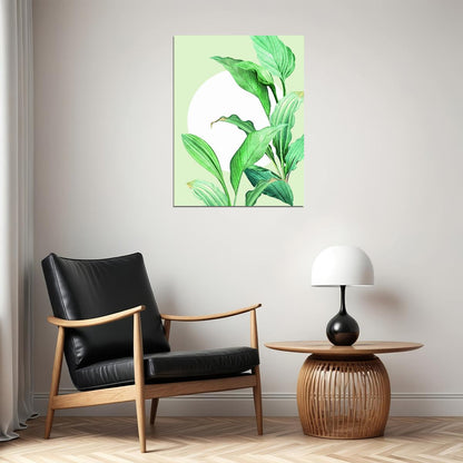 Green Leaf Botanical Poster Minimalist Nature Art Fresh Plant Wall Decor Print - xonomax