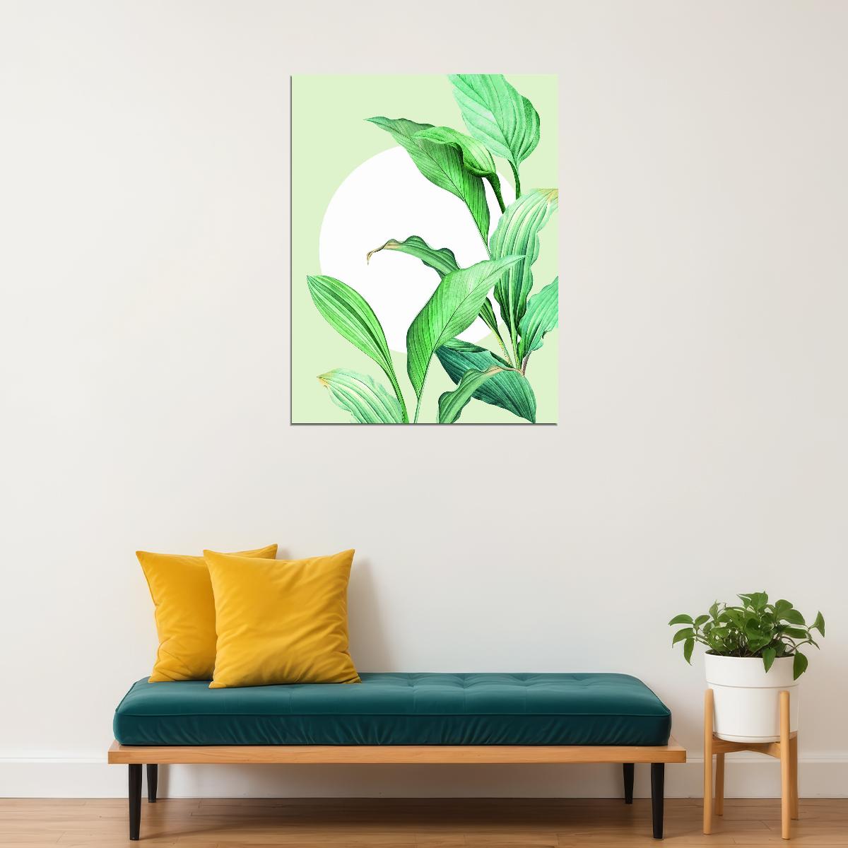 Green Leaf Botanical Poster Minimalist Nature Art Fresh Plant Wall Decor Print - xonomax