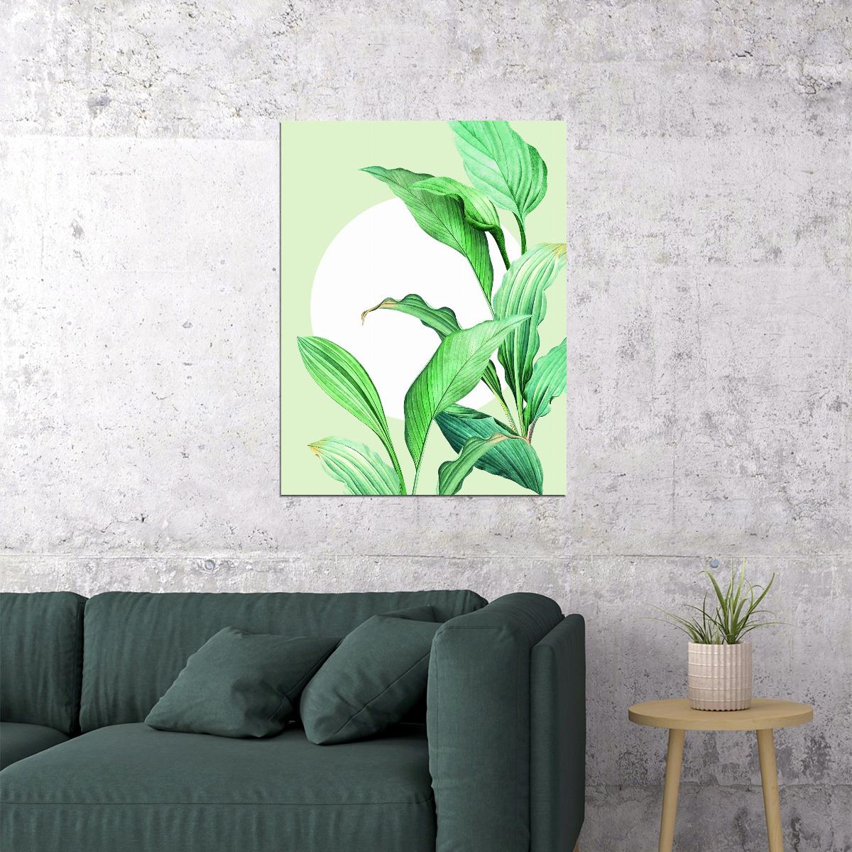 Green Leaf Botanical Poster Minimalist Nature Art Fresh Plant Wall Decor Print - xonomax