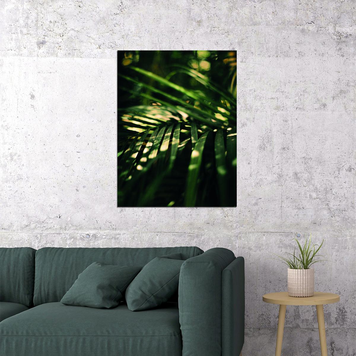 Lush Palm Leaves Poster Tropical Green Botanical Nature Art Modern Wall Decor Print - xonomax