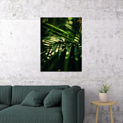 Lush Palm Leaves Poster Tropical Green Botanical Nature Art Modern Wall Decor Print - xonomax