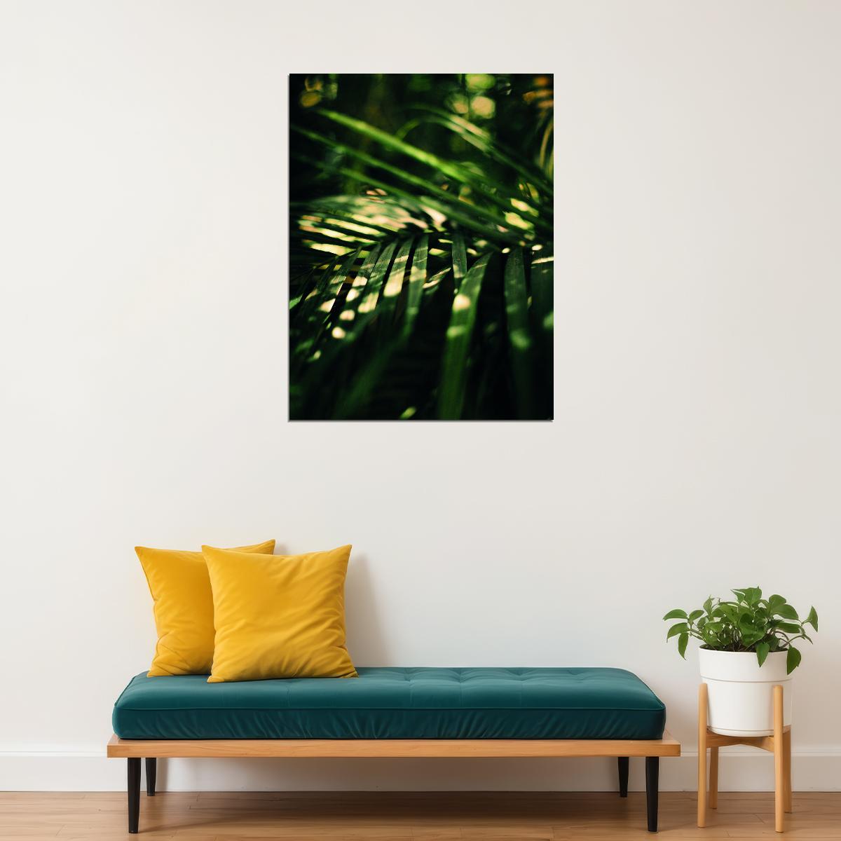 Lush Palm Leaves Poster Tropical Green Botanical Nature Art Modern Wall Decor Print - xonomax