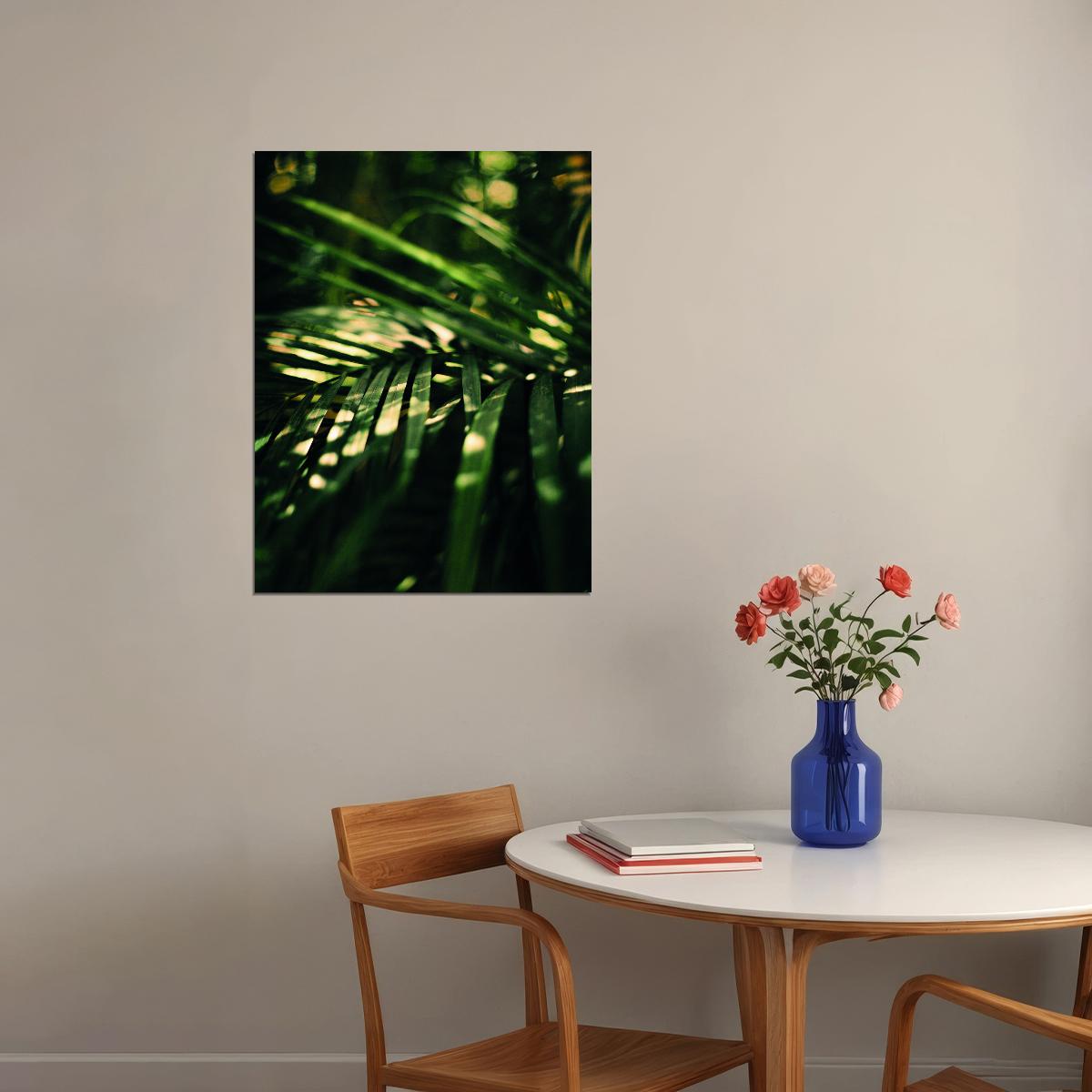 Lush Palm Leaves Poster Tropical Green Botanical Nature Art Modern Wall Decor Print - xonomax